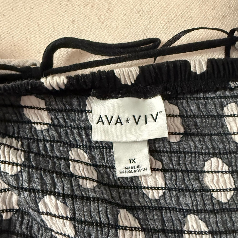 Ava & Viv Black and White Polka Dot Long Sleeve Dress - Picture 9 of 9